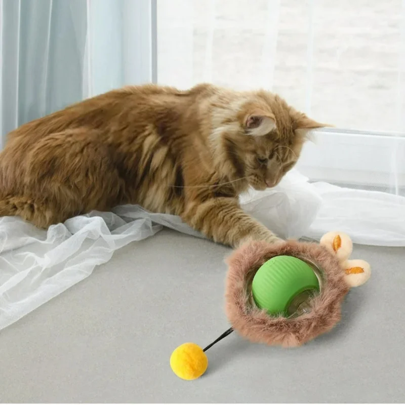 توپ هوشمند گربه مدل خزدار پشمی،توپ جذاب گربه قدرتمند