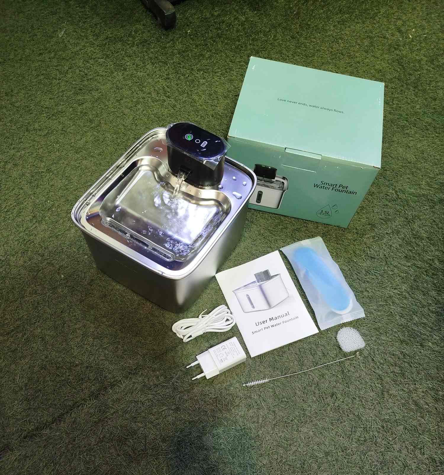 آبخوری❌ اسمارت بیسیم سنسوردار گربه تمام استیل،باطری ۵۰۰۰ ❌۳/۵ لیتری.smart pet water fountain